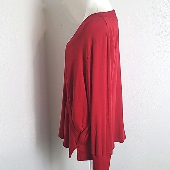 Land' End Red Longsleeve Sweater V-neckline Band Down the Side, Size 1X, 16W-18 - Picture 7 of 10